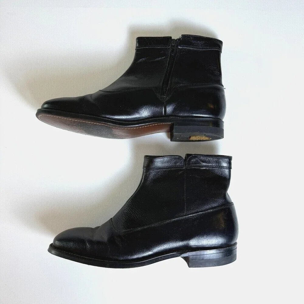 Vintage 60s 70s Side Zip Boots O'Sullivan Heel Union Made Men's 8EE (Extra Wide)